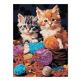 Картина по номерам на картоне 20*28,5 см "Котята с пряжей"